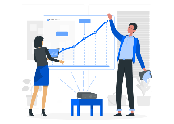Business growth chart and report interface